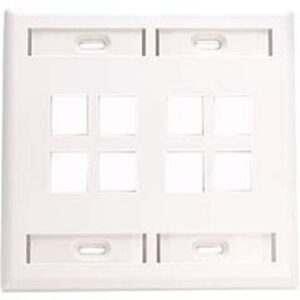Leviton 42080-8WP Dual-Gang QuickPort Wall Plate with ID Windows, 8-Port, White
