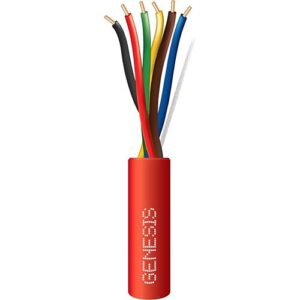 Genesis 43021104 22/6 Solid Riser Fire Alarm Cable, Unshielded, FPLR, CL3R, FT4, Sunlight Resistant, 1000' (304.8m), REELEX Pull Box, Red