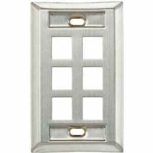 Leviton 43080-1L5 6-Port Single-Gang Wall Plate with Stainless-Steel ID