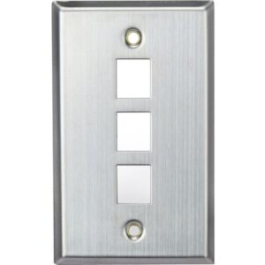 Leviton 43080-1S3 Stainless-Steel QUICKPORT Wallplate, Single-Gang, 3-Port