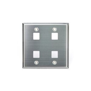 Leviton 43080-1L7 4-Ports Dual Gang Wall Plate, Stainless Steel