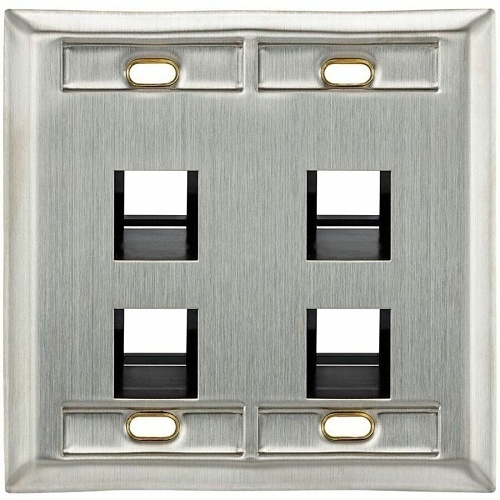 Leviton 43081-2L4 Wall Plate, 4-Port Dg Ang Id Ss