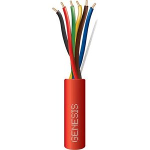 Genesis 43085504 18/6 Solid Riser Fire Alarm Cable, Unshielded, FPLR, CL3R, FT4, Sunlight Resistant, 500' (152.4m), REELEX Pull Box, Red