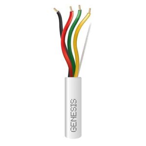 Genesis 43121001 16/4 Solid Riser Fire Alarm Cable, Unshielded, FPLR, CL3R, FT4, Sunlight Resistant, 1000' (304.8m), Reel, White (Replaces 41125001)