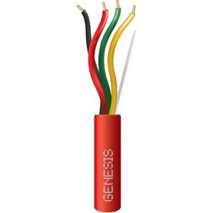 Genesis 43125504 16/4 Solid Riser Fire Alarm Cable, Unshielded, FPLR, CL3R, FT4, Sunlight Resistant, 500' (152.4m), REELEX Pull Box, Red