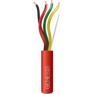 Genesis 43145004 14/4 Solid Riser Fire Alarm Cable, Unshielded, FPLR, CL3R, FT4, Sunlight Resistant, 500' (152.4m), Reel, Red