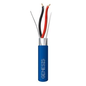 Genesis 44061006 16/2 Solid Shielded Riser Fire Alarm Cable, FPLR, CL3R, FT4, Sunlight Resistant, 1000' (304.8m), Reel, Blue