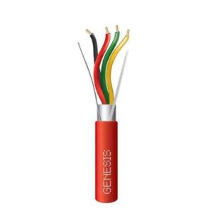 Genesis 44091004 14/4 Solid Shielded Riser Fire Alarm Cable, FPLR, CL3R, FT4, Sunlight Resistant, 1000' (304.8m), Reel, Red