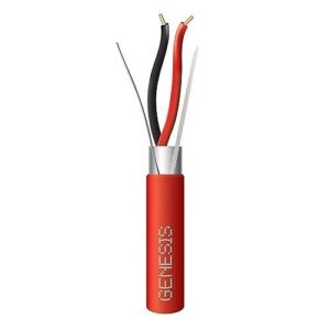 Genesis 44101004 12/2 Solid Shielded Riser Fire Alarm Cable, FPLR, CL3R, FT4, Sunlight Resistant, 1000' (304.8m), Reel, Red