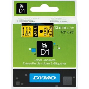 DYMO 45018 Label Maker, 1/2" Standard D1 Labels Yellow with Black Type, 23'