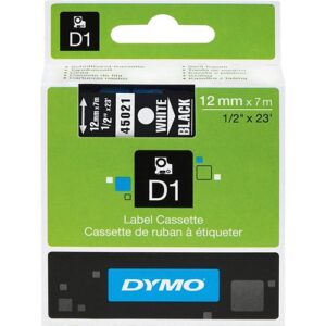 DYMO 45021 D1 Series 1/2" Label Tape Cartridge, 23', White on Black