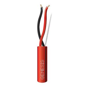 Genesis 4506104K 18/2 Solid Plenum Fire Alarm Cable, Unshielded, FPLP, CL3P, FT6, 1000' (304.8m), Reel, Red with Black Stripe