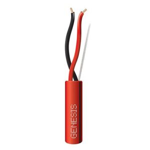 Genesis 4511104K 16/2 Solid Plenum Fire Alarm Cable, Unshielded, FPLP, CL3P, FT6, 1000' (304.8m), Reel, Red with Black Stripe