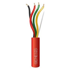 Genesis 45145004 14/4 Solid Plenum Fire Alarm Cable, Unshielded, FPLP, CL3P, FT6, 500' (152.4m), Reel, Red