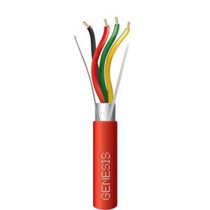 Genesis 46091004 14/4 Solid Shielded Plenum Fire Alarm Cable, FPLP, CL3P, FT6, 1000' (304.8m), Reel, Red