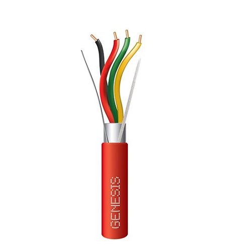 Genesis 46091004 14/4 Solid Shielded Plenum Fire Alarm Cable, FPLP, CL3P, FT6, 1000' (304.8m), Reel, Red