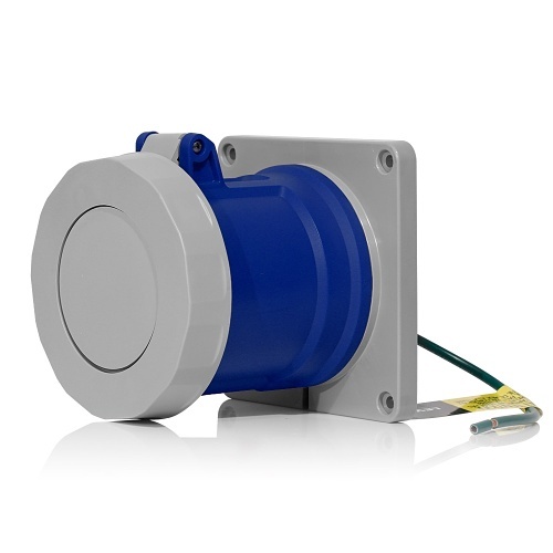 Leviton 460R9WLEV LEV Series IEC Pin and Sleeve Receptacle, 60A, 250V 3-Phase, 3P, 4W, Blue