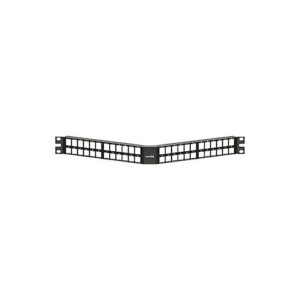 Leviton 49256-D48 QUICKPORT Angled High-Density Patch Panel, 48‑Port, 1U, Black