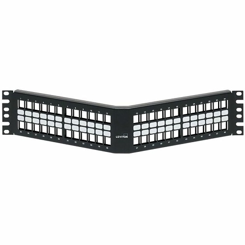 Leviton 49256-H48 Angled Field Configurable Panel, 48-Ports, Black