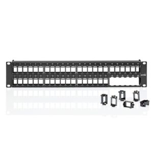 Leviton 49455-48B 48-Port 2U Vertical Blank Patch Panel, Black