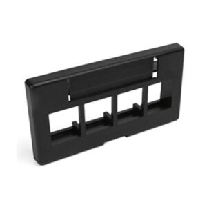 Leviton 49910-SE4 QuickPort Modular Furniture Faceplate, 4-Port, Black