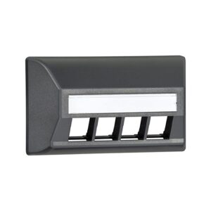 Leviton 49910-UE4 Modular Furn Wallplate 4-Port Universal, Black