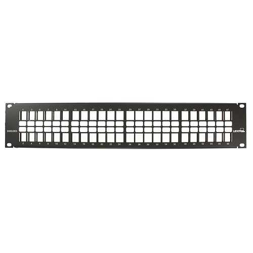 Leviton 4S255-48N 48-Port 2U Shielded Flat Patch Panel with Vertical Knockouts