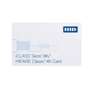 HID 5006PGGNN iCLASS Seos 8K Composite Card, SIO Programmed, Glossy Front and Back, No Printed Card Numbering, No Slot, White