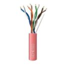 Genesis 50781111 CAT5e Riser Cable, 24/4 Solid BC, Unshielded, UTP, CMR, Sunlight Resistant, 1000' (304.8m), REELEX Pull Box, Pink