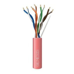 Genesis 50781111 CAT5e Riser Cable, 24/4 Solid BC, Unshielded, UTP, CMR, Sunlight Resistant, 1000' (304.8m), REELEX Pull Box, Pink