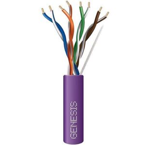 Genesis 50881110 CAT5e Plenum Cable, 24/4 Solid BC, Unshielded, UTP, CMP, FT6, 1000' (304.8m), REELEX Pull Box, Purple