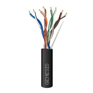 Genesis 50901008 CAT5e Direct Burial Cable, 24/4 Solid BC, Unshielded, UTP, Sunlight Resistant, Wet Location, 1000' (304.8m), Reel, Black