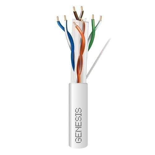Genesis 50921101 CAT6 Plus Riser Cable, 23/4 Solid BC, Unshielded, UTP, CMR, FT4, Sunlight Resistant, 1000' (304.8m), REELEX Pull Box, White