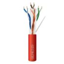Genesis 50922104 CAT6 Plus Riser Cable, 23/4 Solid BC, Unshielded, UTP, CMR, FT4, Sunlight Resistant, 1000' (304.8m), Reel-in-Box, Red