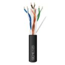 Genesis 50922108 CAT6 Plus Riser Cable, 23/4 Solid BC, Unshielded, UTP, CMR, FT4, Sunlight Resistant, 1000' (304.8m), Pull Box, Black