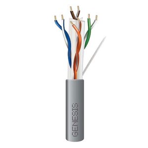 Genesis 50922109 CAT6 Plus Riser Cable, 23/4 Solid BC, Unshielded, UTP, CMR, FT4, Sunlight Resistant, 1000' (304.8 m), Pull Box, Gray