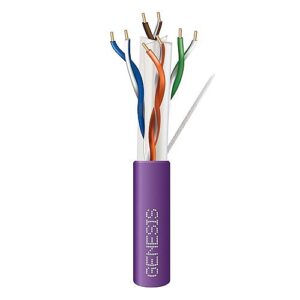 Genesis 50922110 CAT6 Plus Riser Cable, 23/4 Solid BC, Unshielded, UTP, CMR, FT4, Sunlight Resistant, 1000' (304.8m), Pull Box, Purple