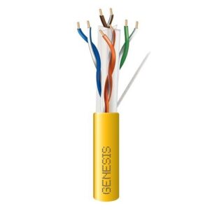 Genesis 51021102 CAT6 Plus Plenum Cable, 23/4 Solid BC, UTP, Unshielded, CMP, LP, FT6, 1000' (304.8m), REELEX Pull Box, Yellow