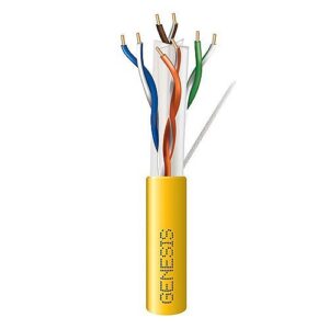 Genesis 51022102 CAT6 Plus Plenum Cable, 23/4 Solid BC, UTP, Unshielded, CMP, LP, FT6, 1000' (304.8 m), Pull Box, Yellow