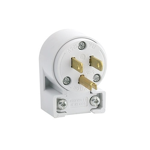 Leviton 515AN Connectors, WH PLUG AGL 2PO 3WI 5-15P 15A125V