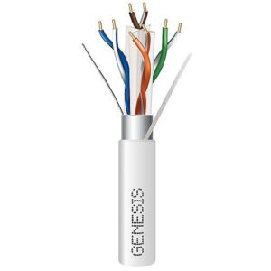 Genesis 51921001 CAT6 Plus Riser Cable, 23/4 Solid BC, Shielded, CMR, FT4, Sunlight Resistant, 1000' (304.8m), Reel, White