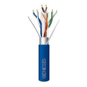 Genesis 51921006 CAT6 Plus Riser Cable, 23/4 Solid BC, Shielded, CMR, FT4, Sunlight Resistant, 1000' (304.8m), Reel, Blue