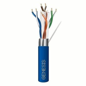 Genesis 51931106 CAT6a Riser Cable, 23/4 Solid BC, Unshielded, CMR, FT4, Sunlight Resistant, 1000' (304.8m) Pull Box, Blue