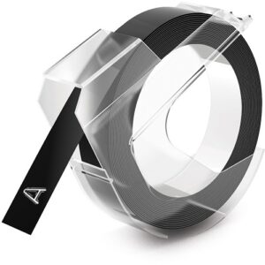 DYMO 520109 Self-Adhesive Glossy Labeling Tape for Embossers, DY EMB 3/8"-9mm 10 Pack Black TAPE