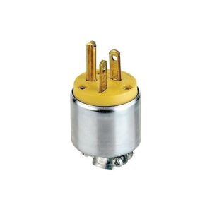 Leviton 520PA Connectors, 20A 125V 2-Pole 3-Wire Plug, Yellow