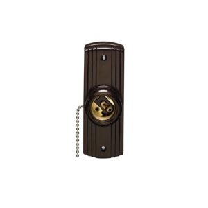 Leviton 5235 Levolet Lampholder, Pull Chain, Surface Mount, 660W-250V, Black