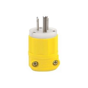 Leviton 52CM-66C Straight Blade Plug, Industrial Grade, 15A, 125V, Yellow-White