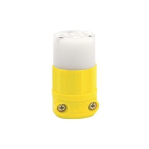 Leviton 52CM-69C Straight Blade Connector, 2-Pole, 3-Wire, 15A, 125V, Yellow