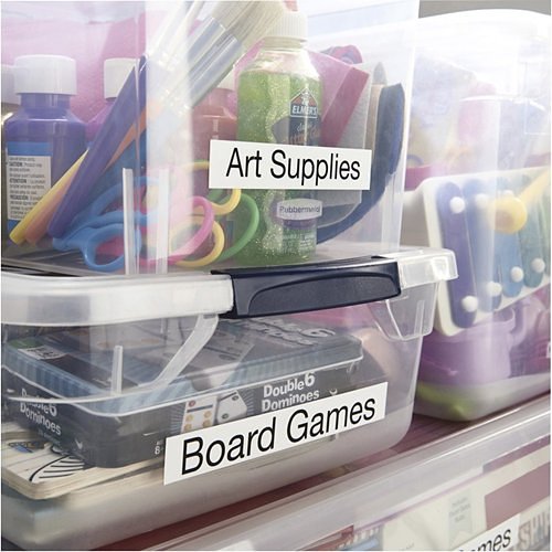 DYMO 53713 D1 Series 1" Label Tape Cartridge, 10', Black on White