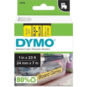 DYMO 53718 Label Maker, 1-Inch Black and Yellow Tape for Marking and Safety Applications